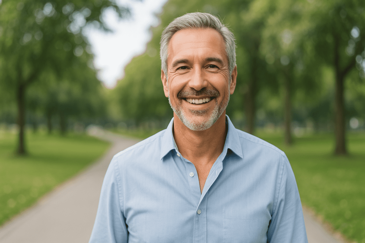 a man smiling