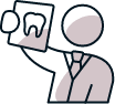 Dentist checking dental report logo